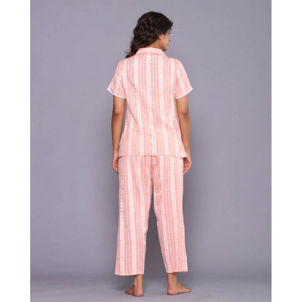 Vaystra Casual Cotton Short Sleeve Full Night Suit Set – Orange