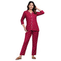 Vaystra Casual Rayon 3-4th Sleeve Night Suit Set – Maroon