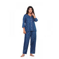 Vaystra Casual Rayon 3-4th Sleeve Night Suit Set – Blue
