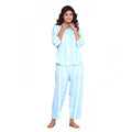 Vaystra Casual Cotton 3-4th Sleeve Full Night Suit Set – Aqua