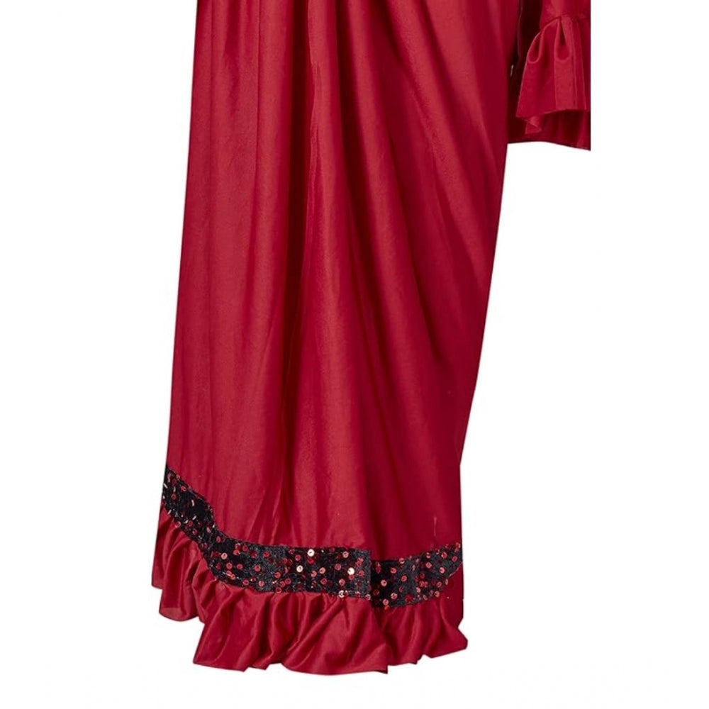 Vaystra Lycra Solid Saree With Unstitched Blouse – Red
