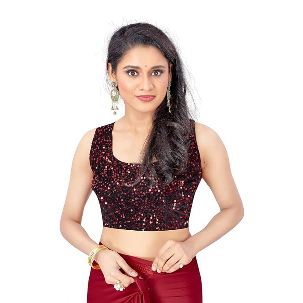 Vaystra Lycra Solid Saree With Unstitched Blouse – Red