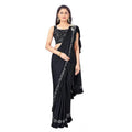 Vaystra Lycra Solid Saree With Unstitched Blouse – Black