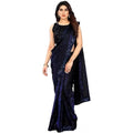 Vaystra Lycra Floral Saree With Unstitched Blouse – Blue
