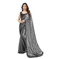 Vaystra Lycra Floral Saree With Unstitched Blouse – Grey