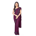 Vaystra Lycra Solid Saree With Unstitched Blouse – Wine
