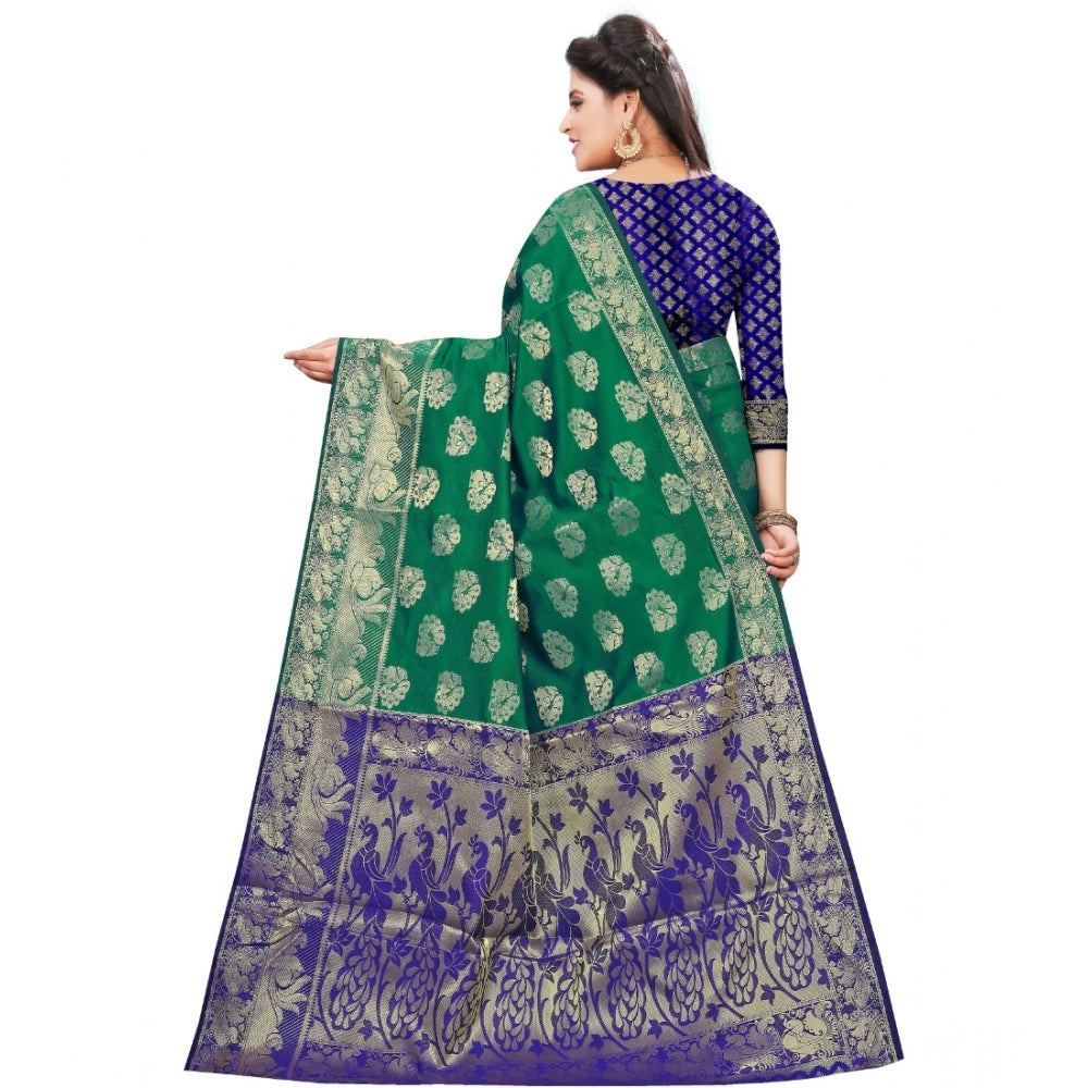Vaystra Jacquard Woven Saree With Unstitched Blouse 5.5Mtr – Green