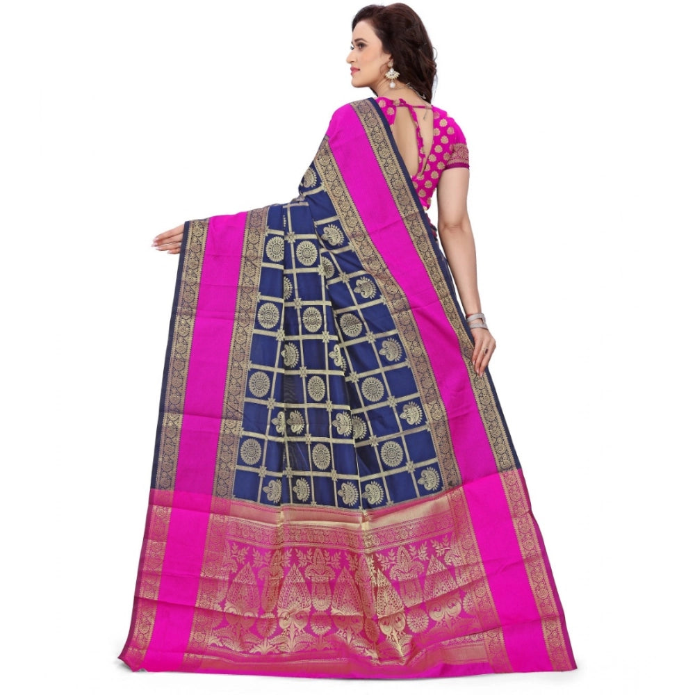 Vaystra Jacquard Woven Saree With Unstitched Blouse 5.5Mtr – Blue