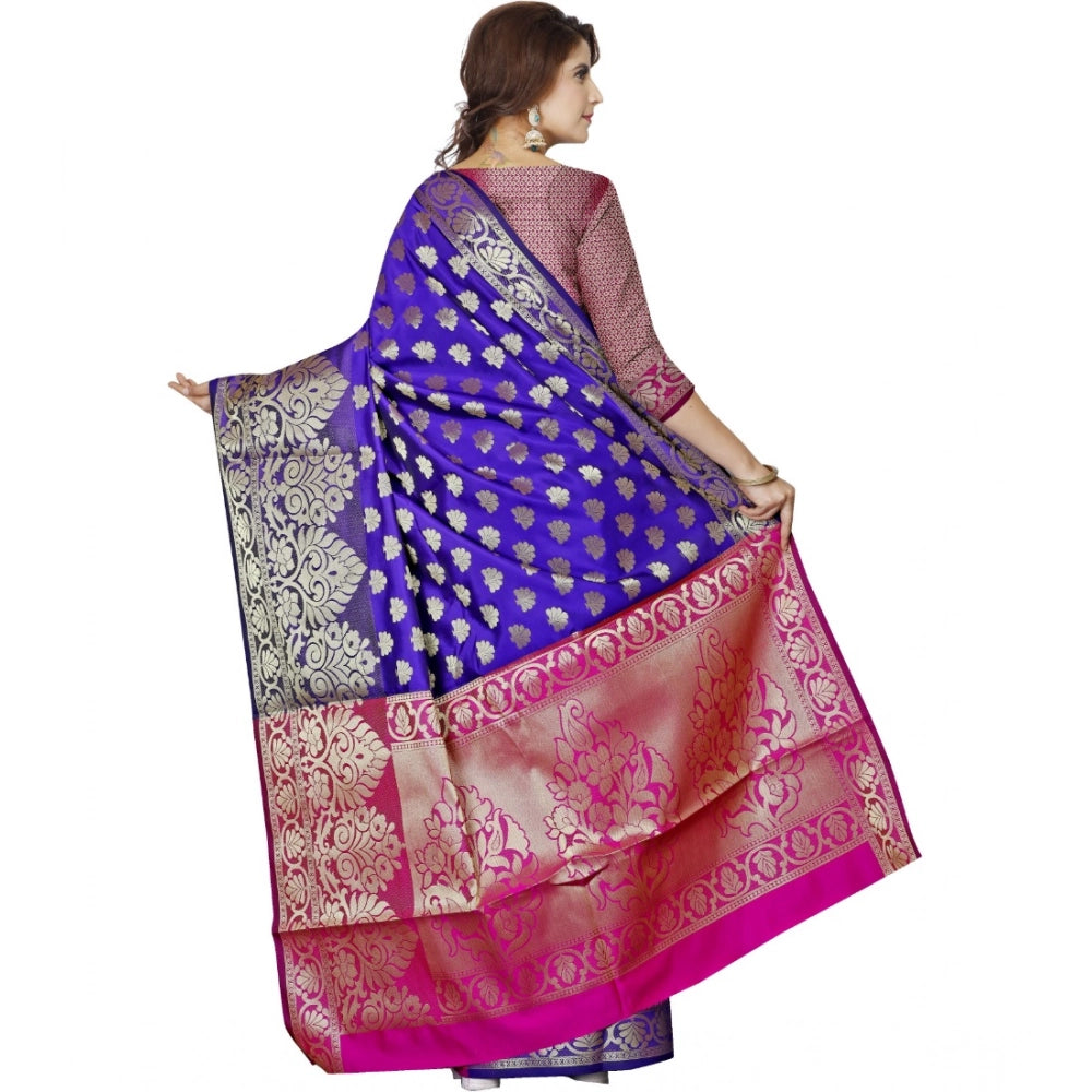 Vaystra Jacquard Woven Saree With Unstitched Blouse 5.5Mtr – Blue