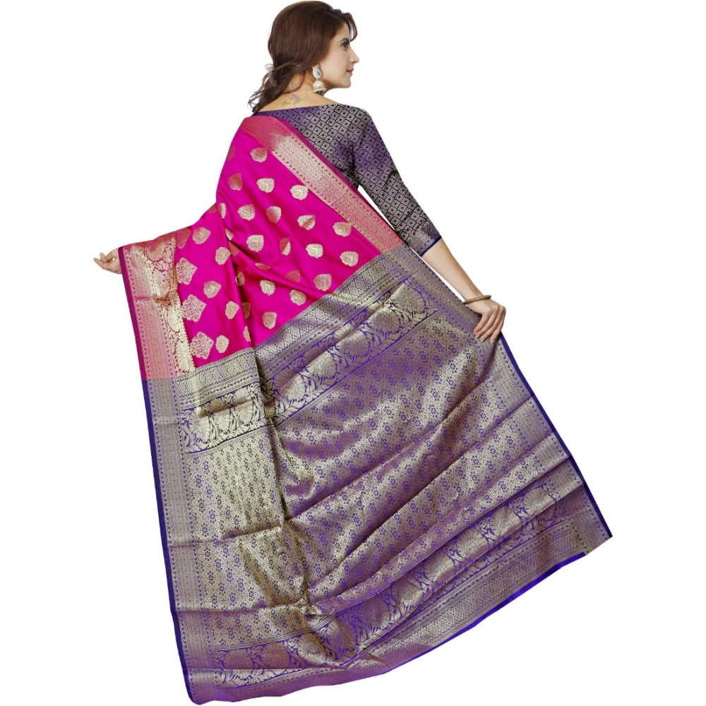 Vaystra Jacquard Woven Saree With Unstitched Blouse 5.5Mtr – Pink