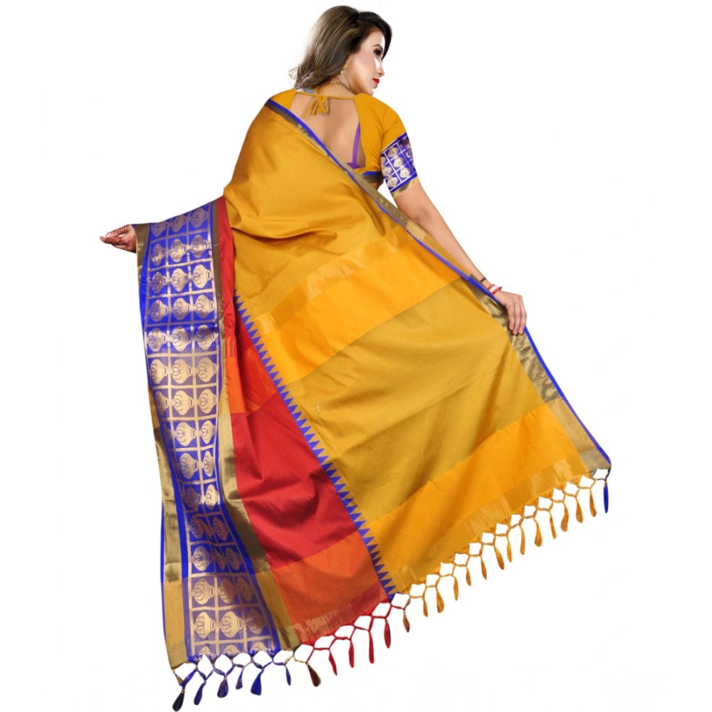 Vaystra Jacquard Woven Saree With Unstitched Blouse 5.5Mtr – Mustard