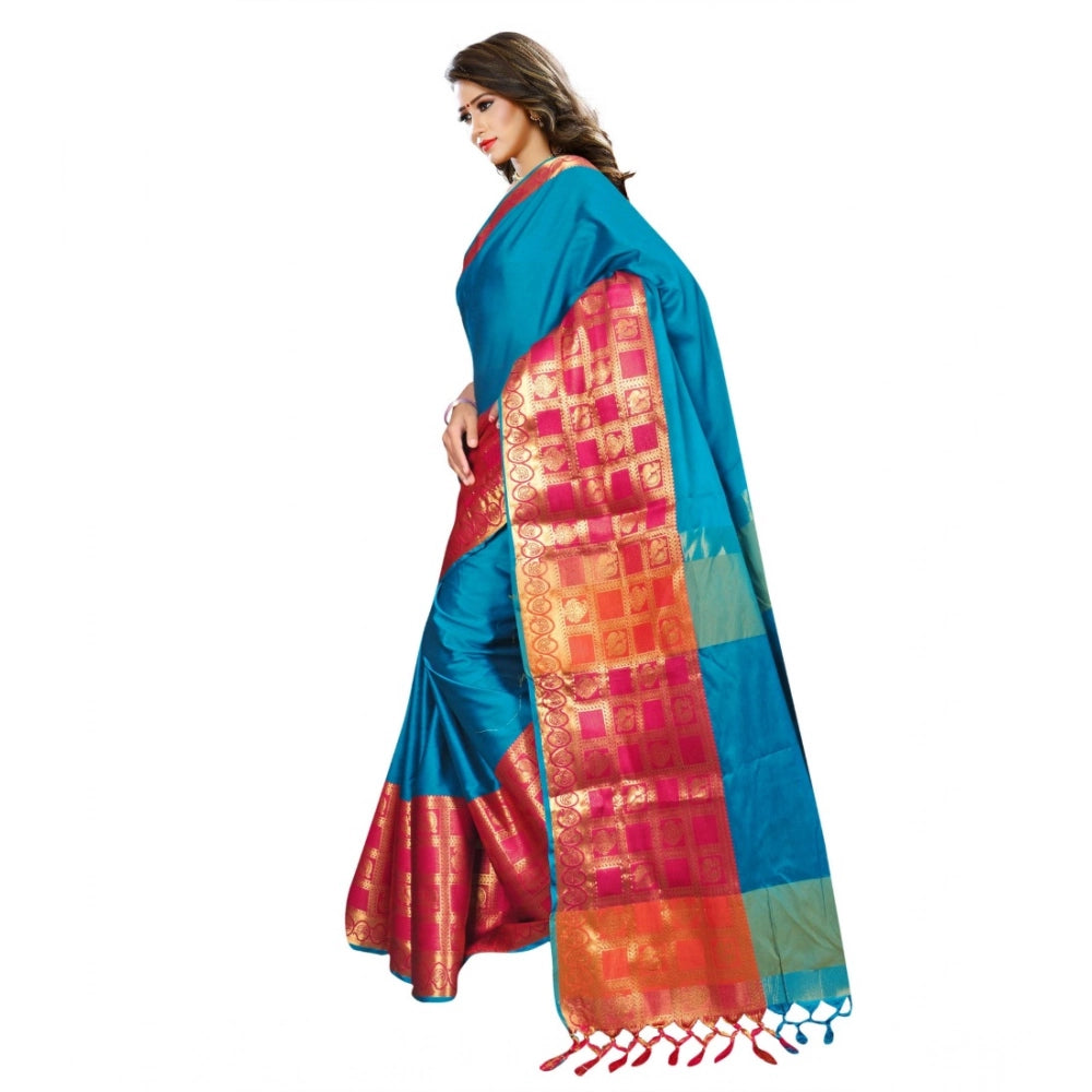 Vaystra Jacquard Woven Saree With Unstitched Blouse 5.5Mtr – Multicolor