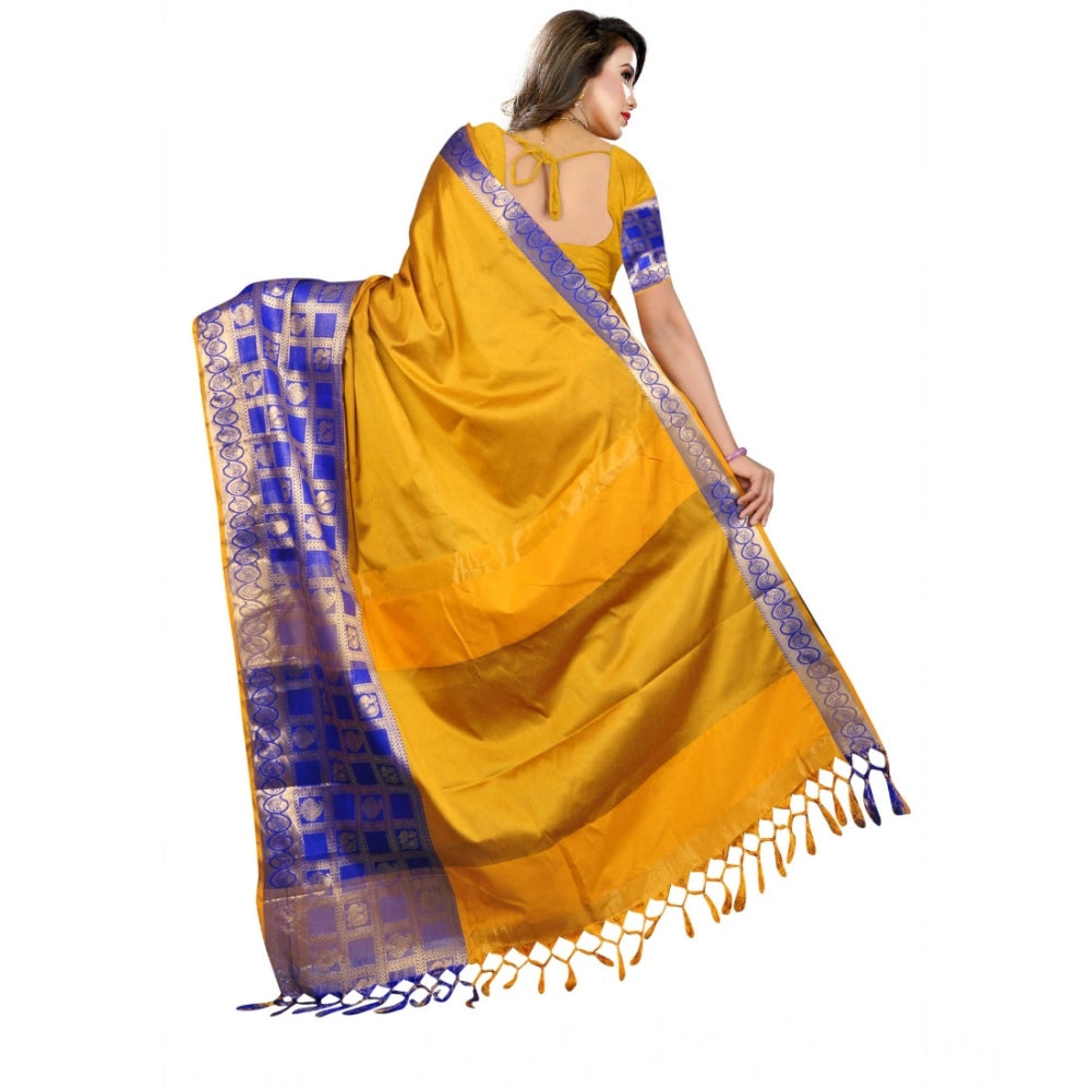 Vaystra Jacquard Woven Saree With Unstitched Blouse 5.5Mtr – Mustard
