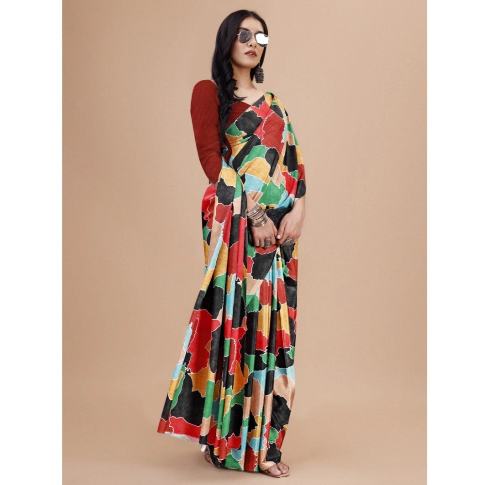 Vaystra Crepe Digital Print Saree With Unstitched Blouse 5.5Mtr – Red