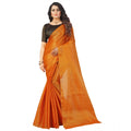 Vaystra Cotton Silk Self Design Saree With Unstitched Blouse 5.5Mtr – Orange