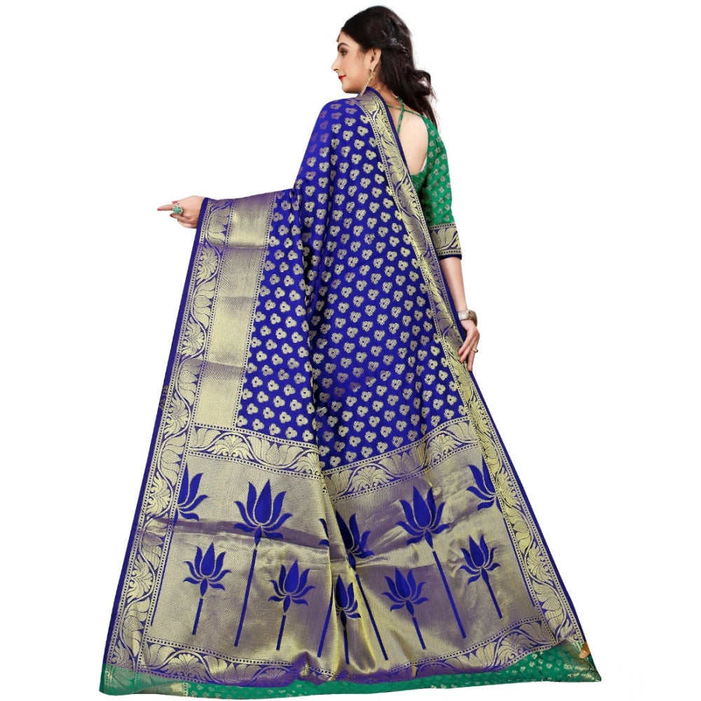 Vaystra Jacquard Woven Saree With Unstitched Blouse 5.5Mtr – Green