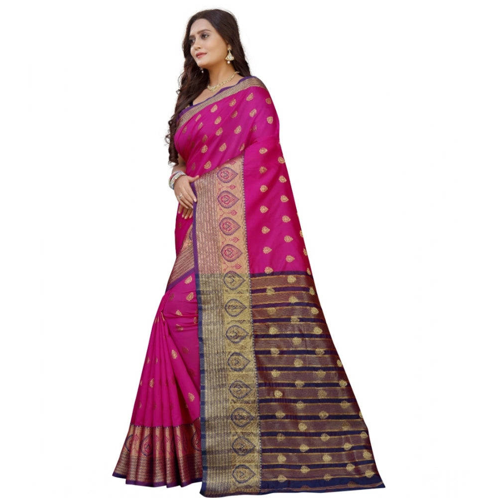 Vaystra Silk Blend Woven Saree With Unstitched Blouse 5.5Mtr – Purple-Pink