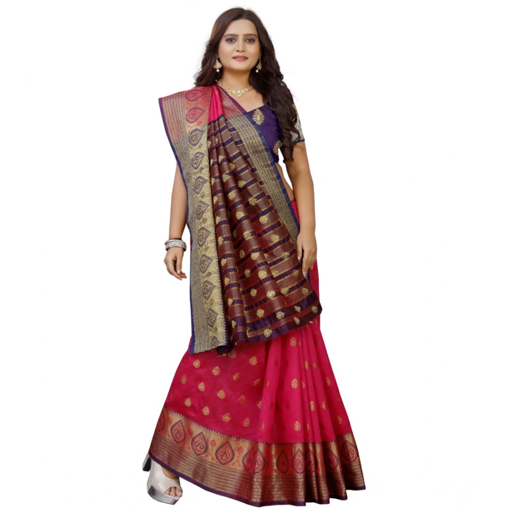 Vaystra Silk Blend Woven Saree With Unstitched Blouse 5.5Mtr – Multicolor