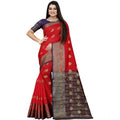 Vaystra Silk Blend Woven Saree With Unstitched Blouse 5.5Mtr – Purple-Red