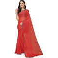 Vaystra Silk Blend Embellished Saree With Unstitched Blouse 5.5Mtr – Red