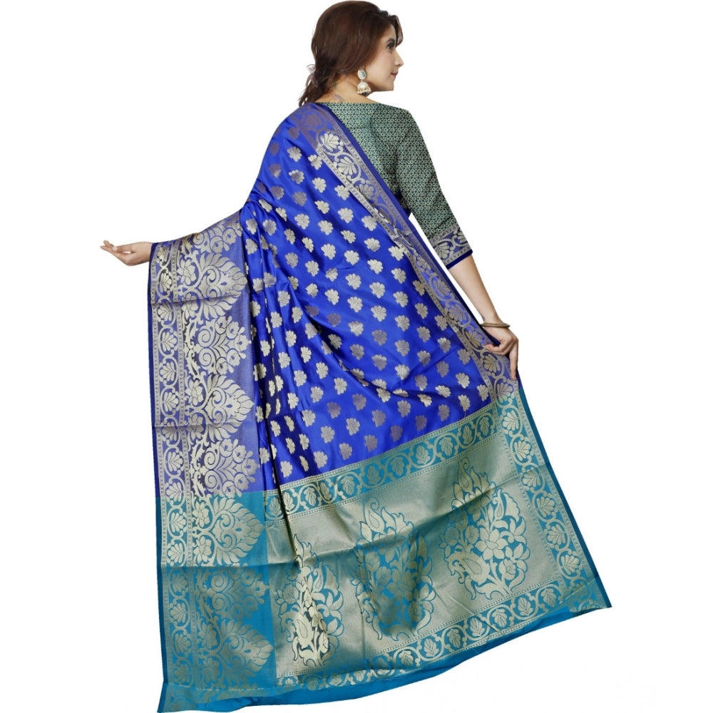 Vaystra Jacquard Woven Saree With Unstitched Blouse 5.5Mtr – Dark Blue