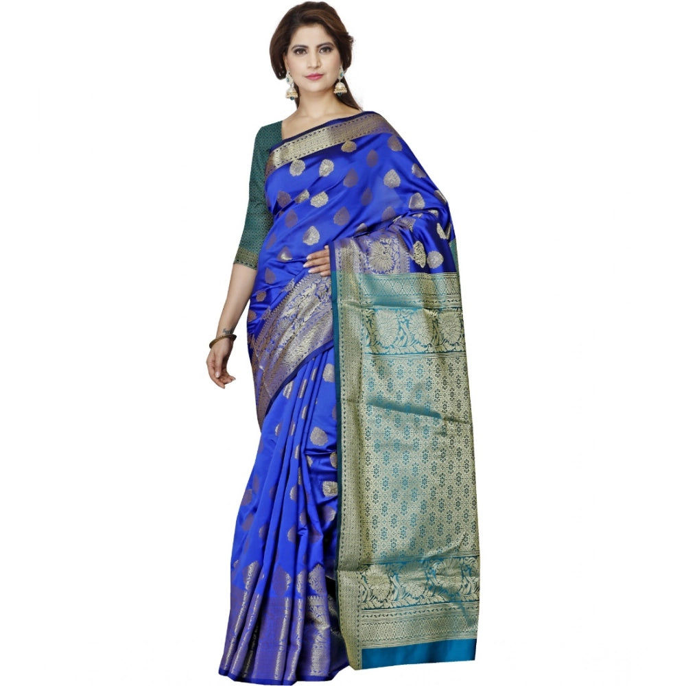 Vaystra Jacquard Woven Saree With Unstitched Blouse 5.5Mtr – Blue