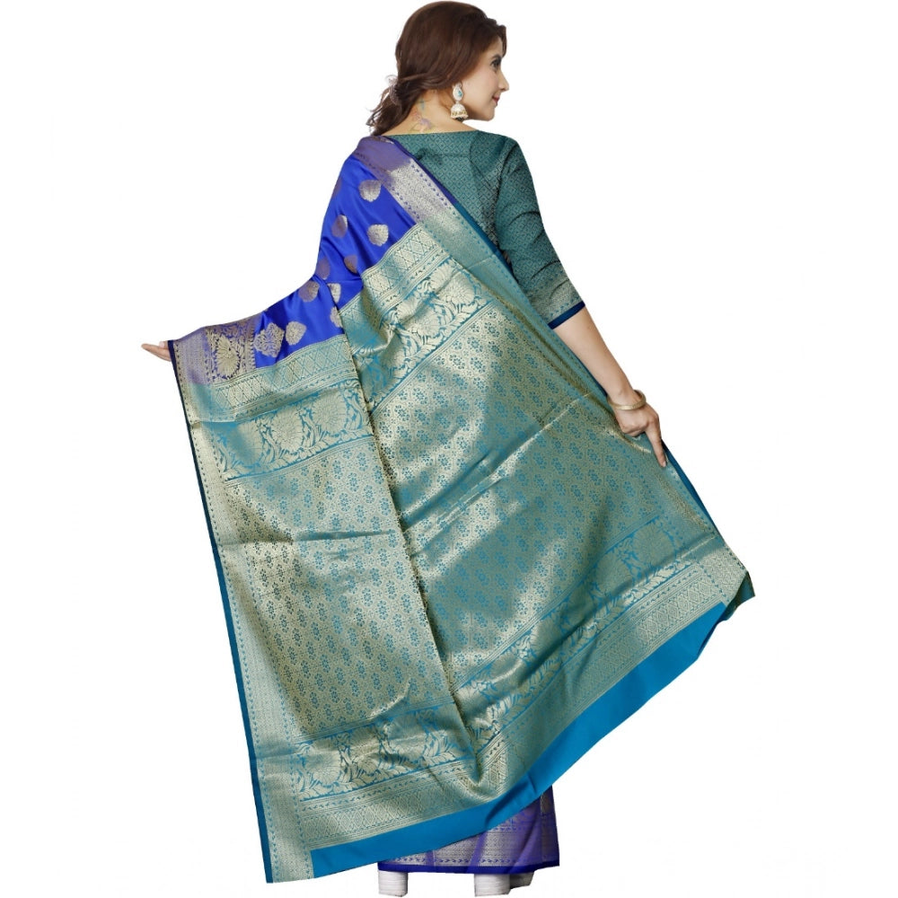 Vaystra Jacquard Woven Saree With Unstitched Blouse 5.5Mtr – Blue