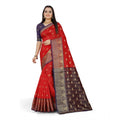 Vaystra Jacquard Woven Saree With Unstitched Blouse 5.5Mtr – Red