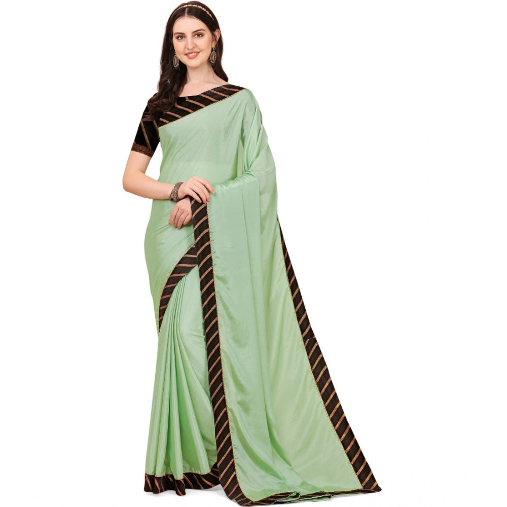 Vaystra Chiffon Self Design Saree With Unstitched Blouse 5.5Mtr – Light Green