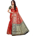 Vaystra Jacquard Woven Saree With Unstitched Blouse 5.5Mtr – Red