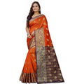 Vaystra Silk Blend Woven Saree With Unstitched Blouse 5.5Mtr – Gold-Orange