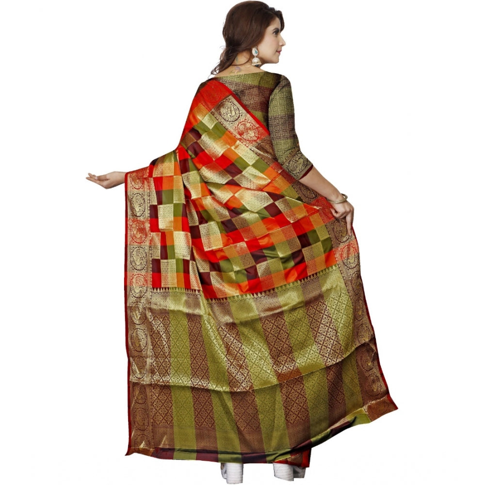 Vaystra Jacquard Woven Saree With Unstitched Blouse 5.5Mtr – Multicolor