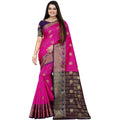 Vaystra Silk Blend Woven Saree With Unstitched Blouse 5.5Mtr – Blue-Pink
