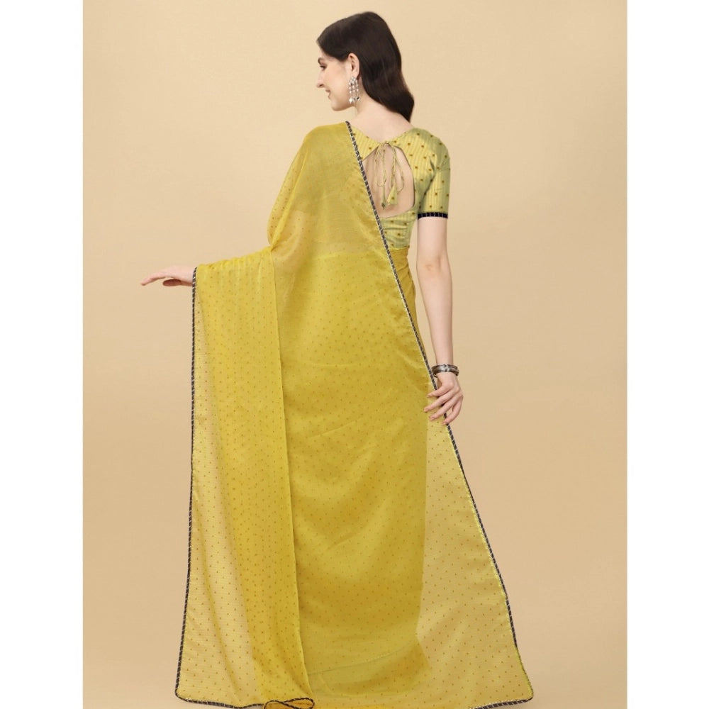 Vaystra Silk Blend Embellished Saree With Unstitched Blouse 5.5Mtr – Mustard