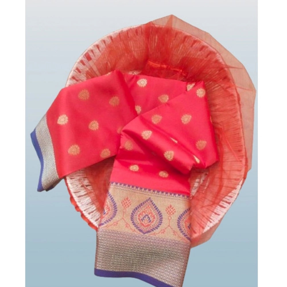 Vaystra Silk Blend Woven Saree With Unstitched Blouse 5.5Mtr – Red