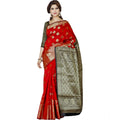 Vaystra Jacquard Woven Saree With Unstitched Blouse 5.5Mtr – Red