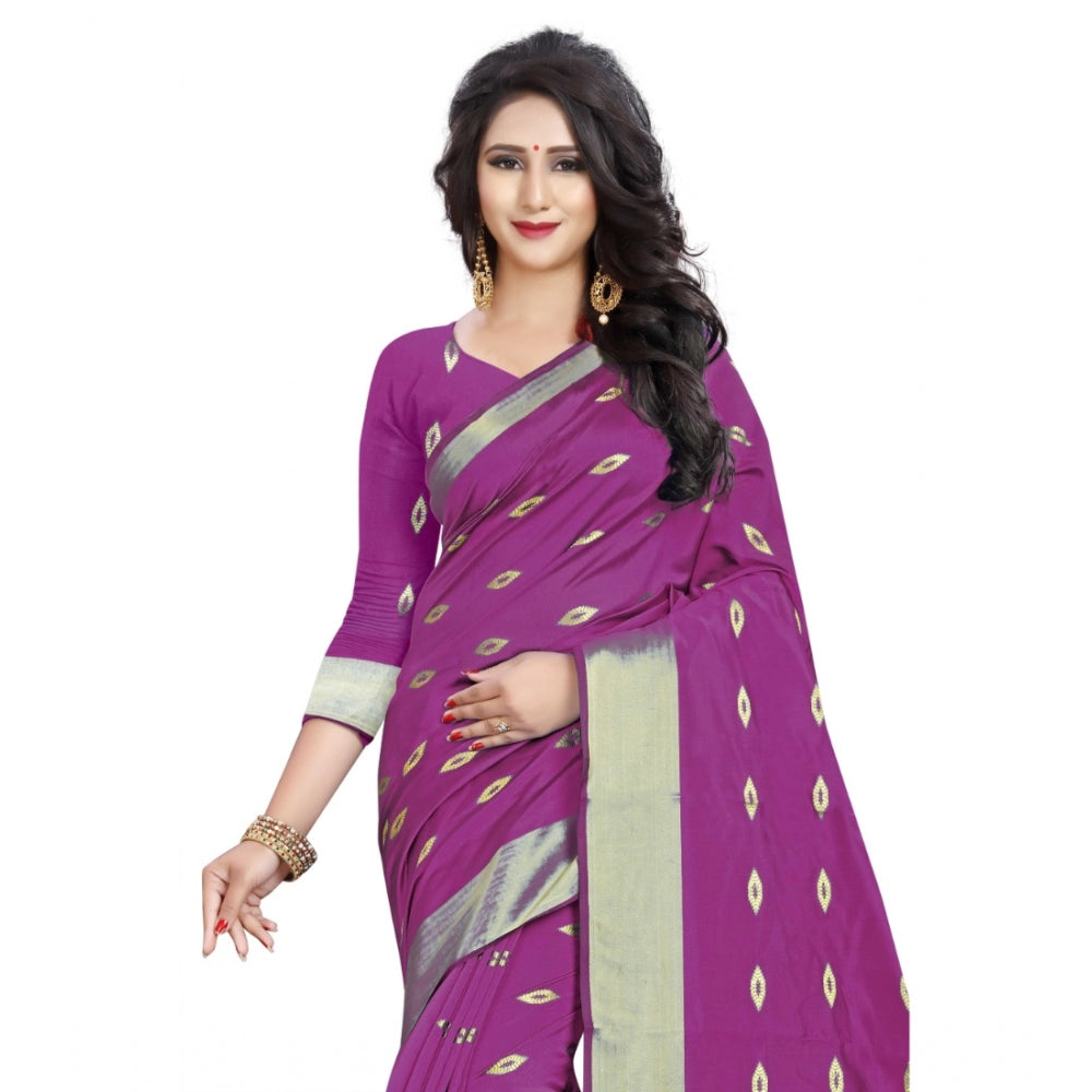Vaystra Silk Blend Woven Saree With Unstitched Blouse 5.5Mtr – Pink