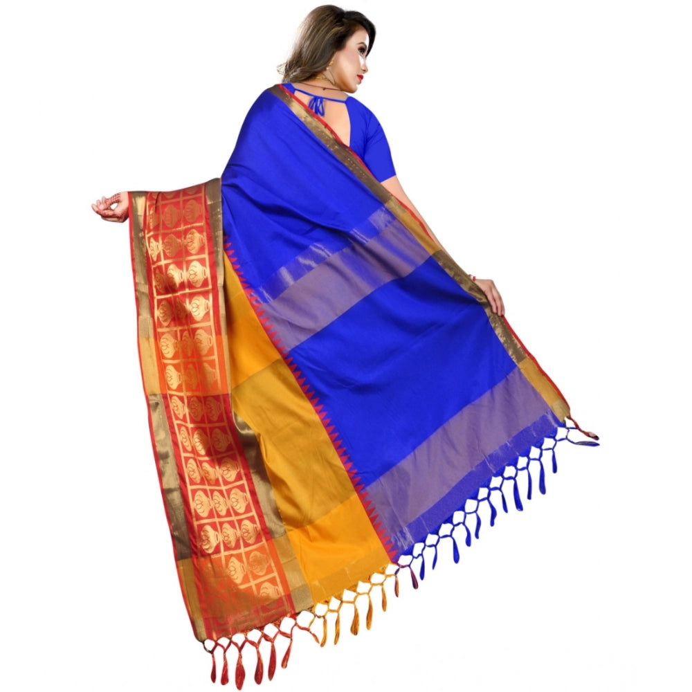 Vaystra Jacquard Woven Saree With Unstitched Blouse 5.5Mtr – Blue