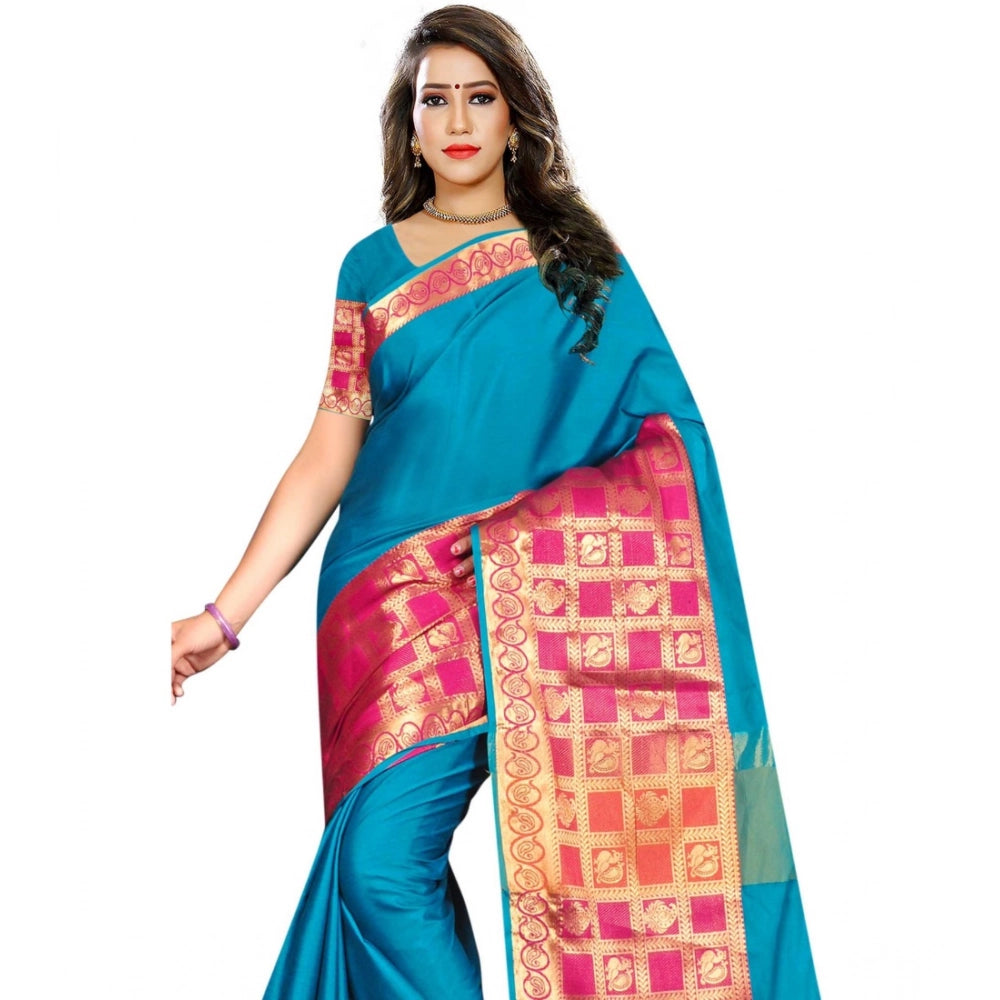 Vaystra Jacquard Woven Saree With Unstitched Blouse 5.5Mtr – Multicolor
