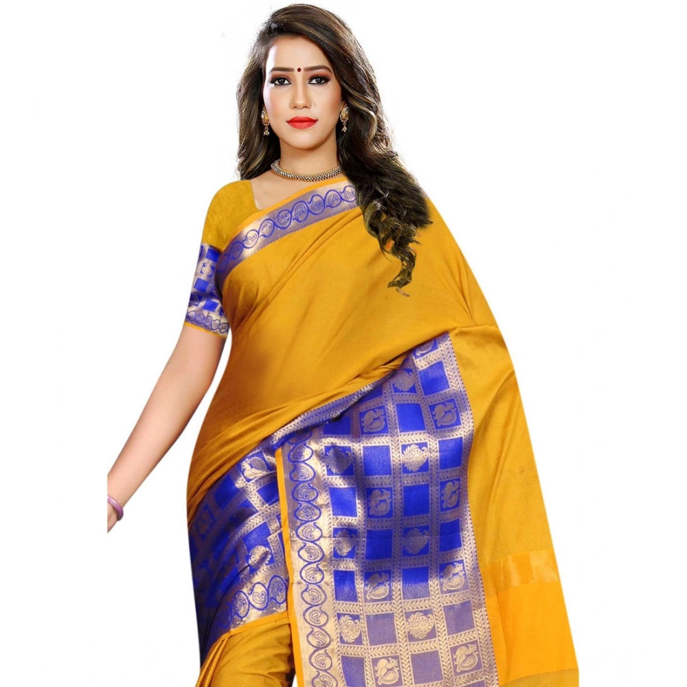 Vaystra Jacquard Woven Saree With Unstitched Blouse 5.5Mtr – Mustard