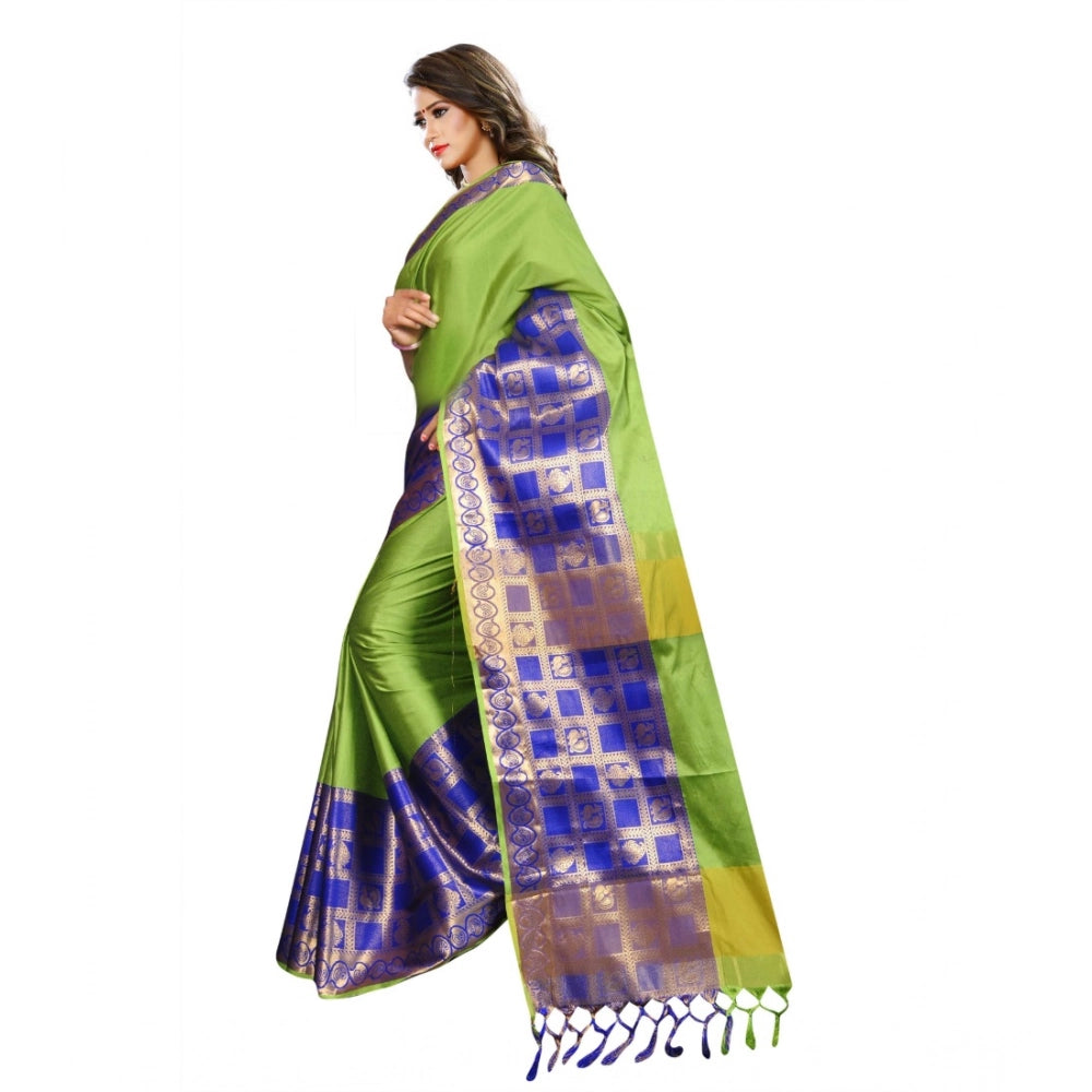 Vaystra Jacquard Woven Saree With Unstitched Blouse 5.5Mtr – Green