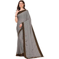 Vaystra Chiffon Self Design Saree With Unstitched Blouse 5.5Mtr – Silver