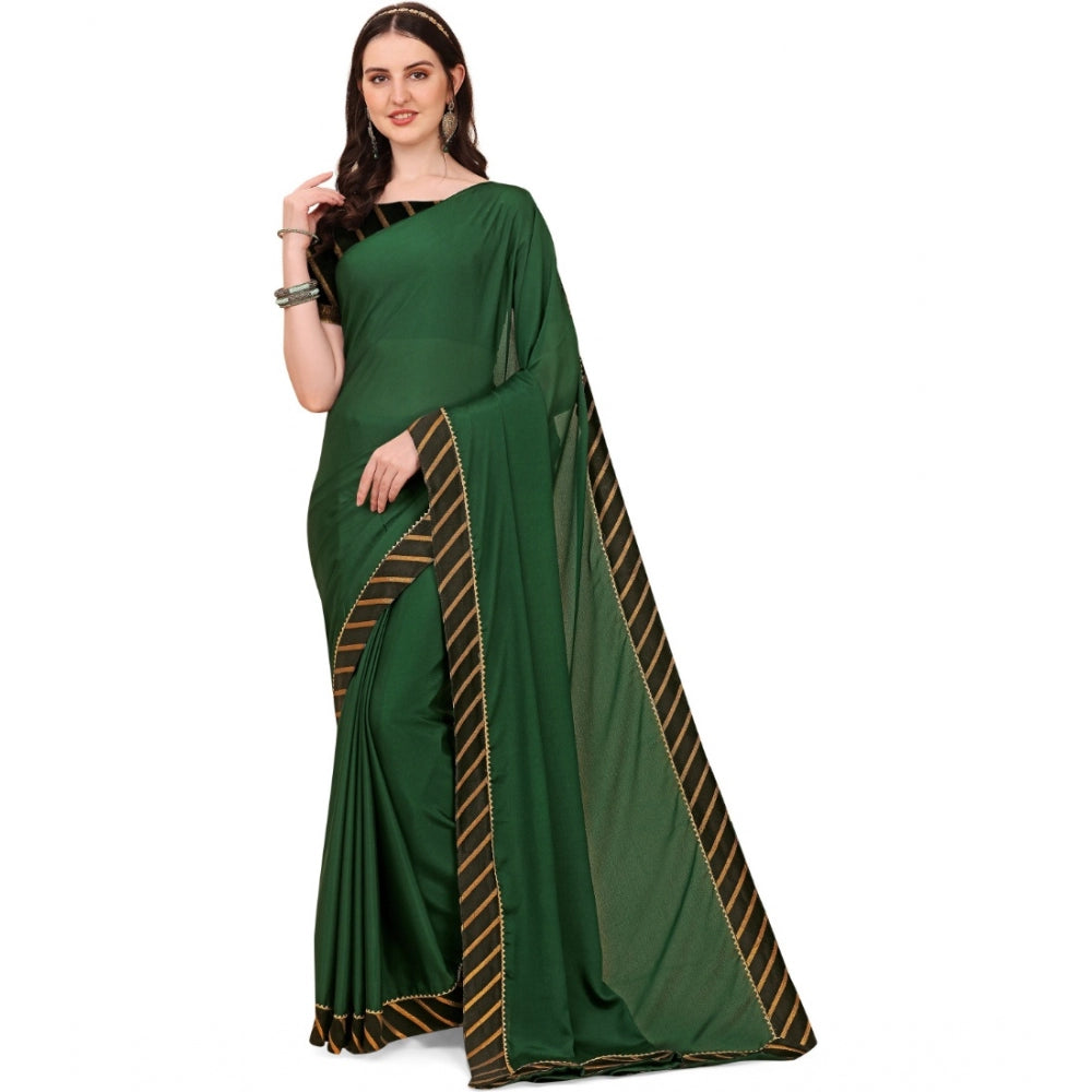 Vaystra Chiffon Self Design Saree With Unstitched Blouse 5.5Mtr – Green