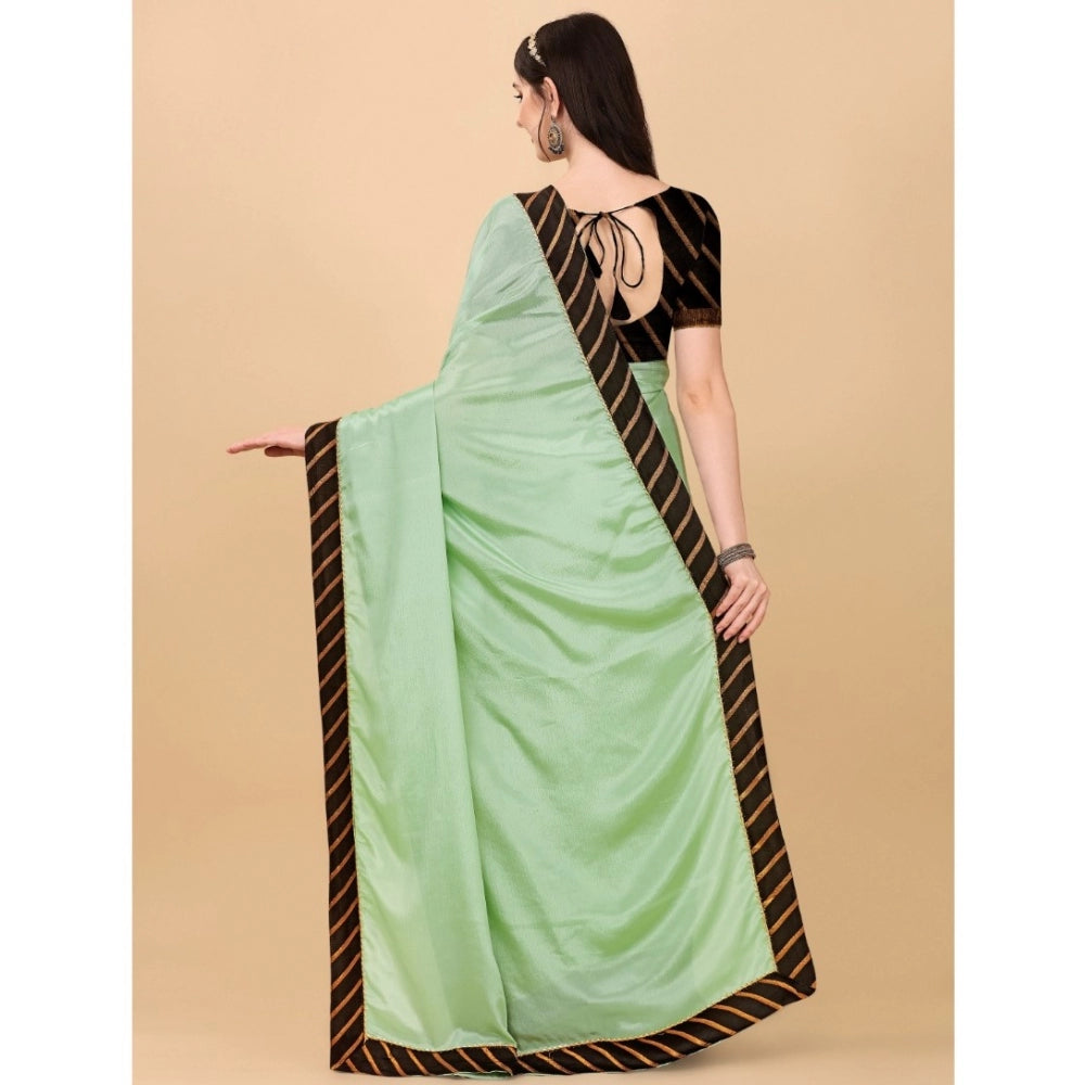 Vaystra Chiffon Self Design Saree With Unstitched Blouse 5.5Mtr – Light Green