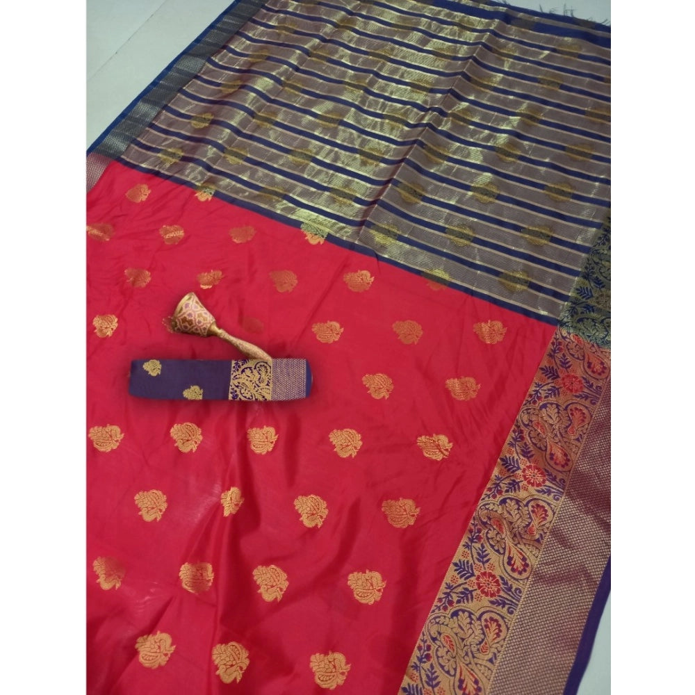 Vaystra Silk Blend Woven Saree With Unstitched Blouse 5.5Mtr – Red