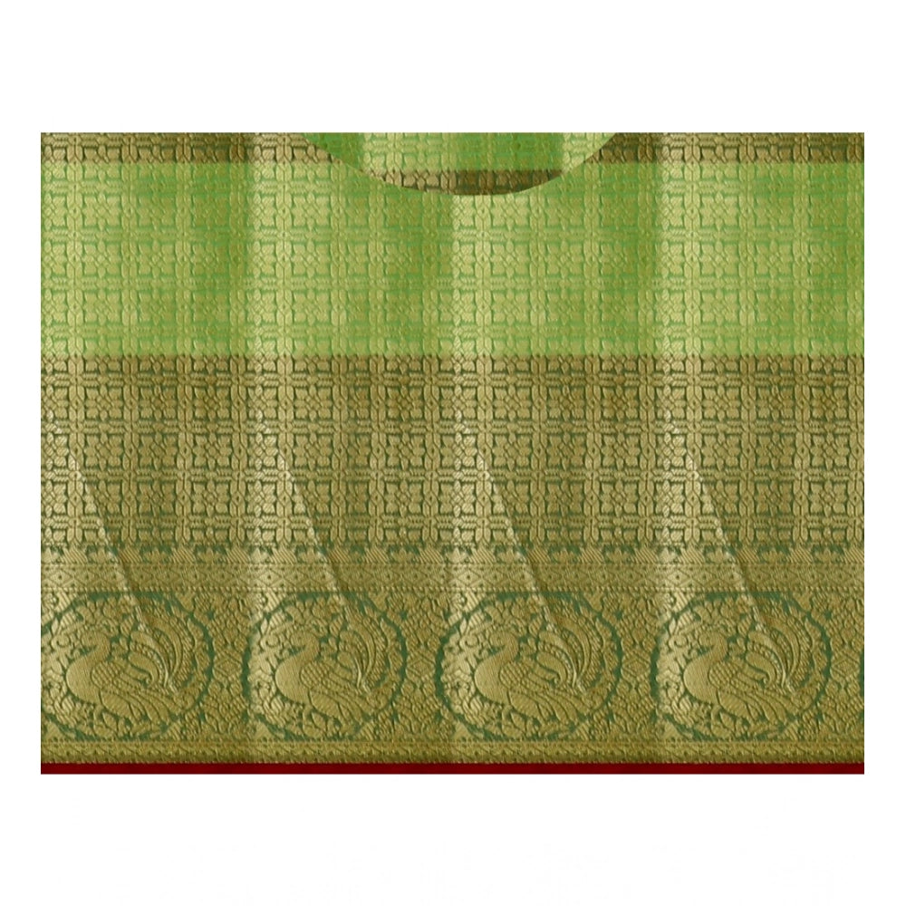 Vaystra Jacquard Woven Saree With Unstitched Blouse 5.5Mtr – Green