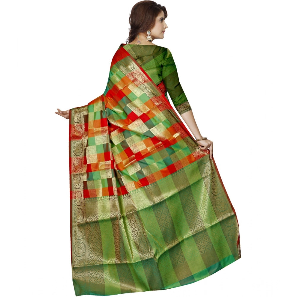 Vaystra Jacquard Woven Saree With Unstitched Blouse 5.5Mtr – Green