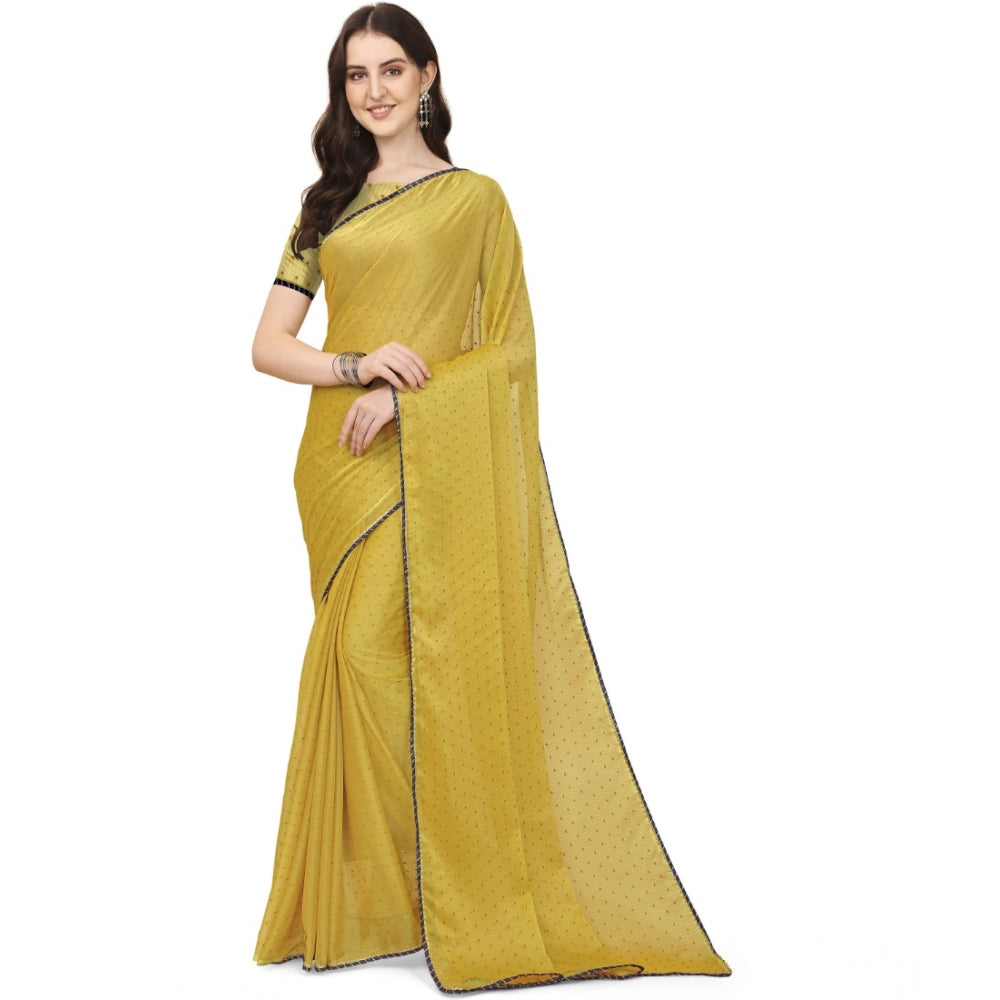 Vaystra Silk Blend Embellished Saree With Unstitched Blouse 5.5Mtr – Mustard