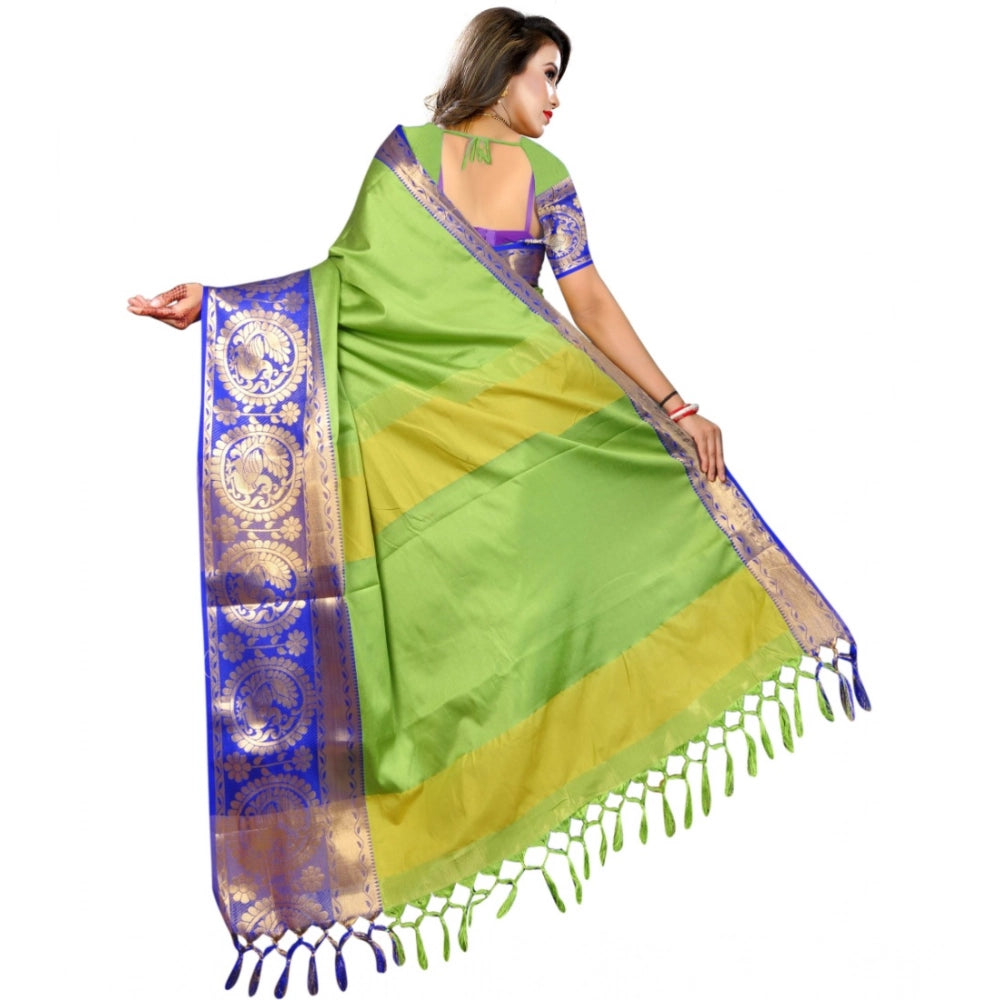 Vaystra Jacquard Woven Saree With Unstitched Blouse 5.5Mtr – Green