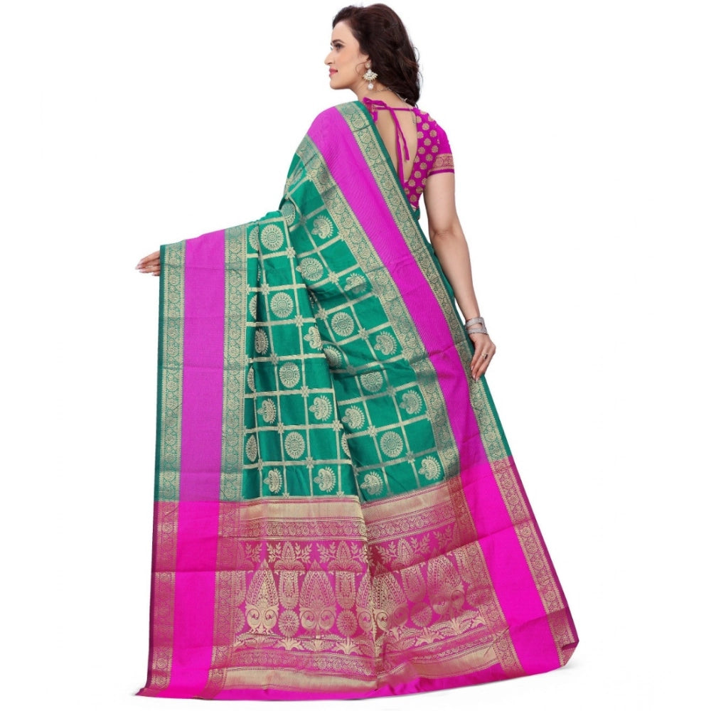 Vaystra Jacquard Woven Saree With Unstitched Blouse 5.5Mtr – Light Green